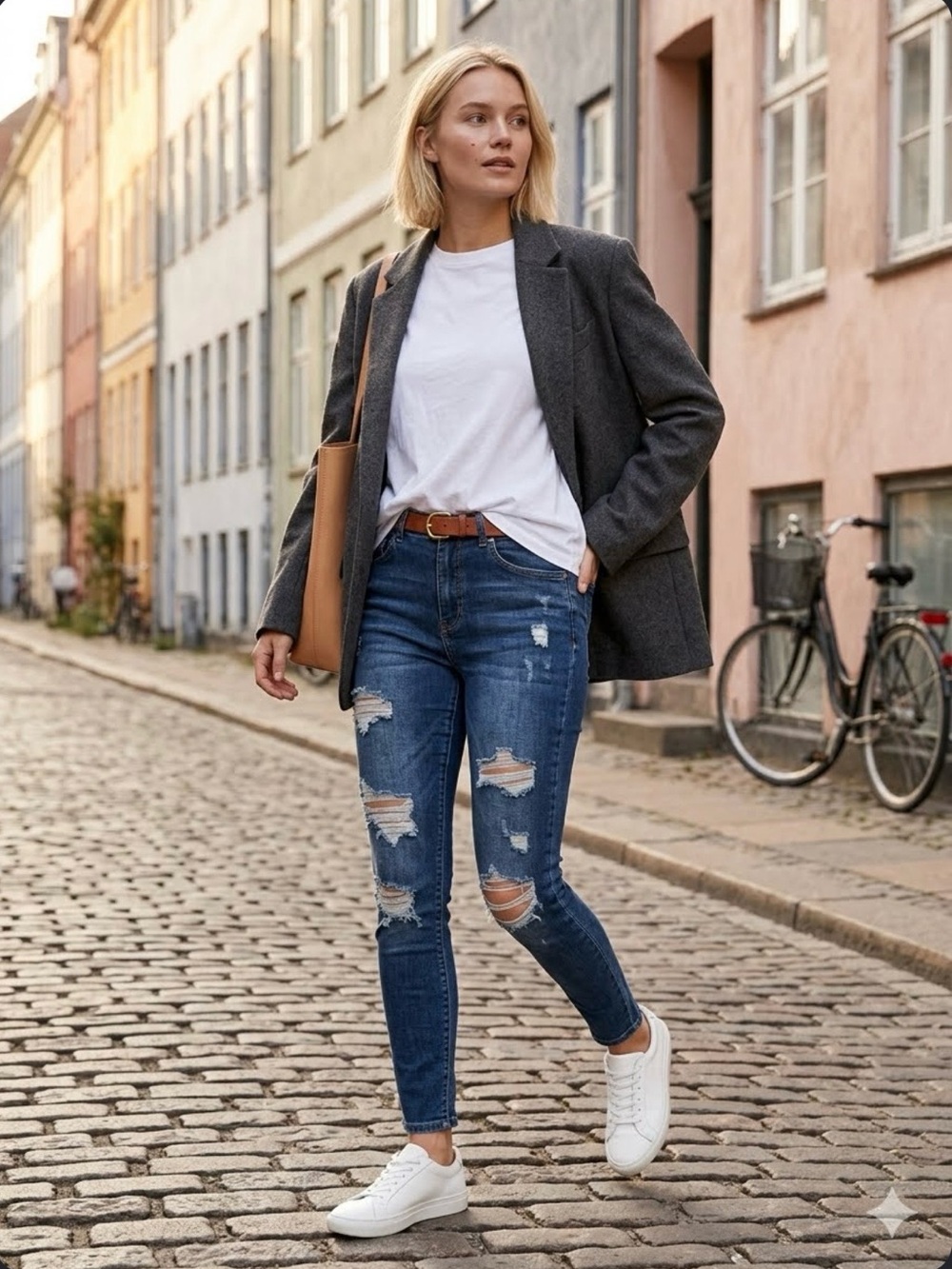 Vince Blue Co Distressed Skinny Jeans Blue Denim Scandi Girl Ripped Edgy Y2K